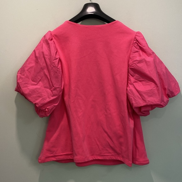 Anthropologie Pink Ruffled Puff Sleeve Blouse Size 3X - Picture 6 of 14